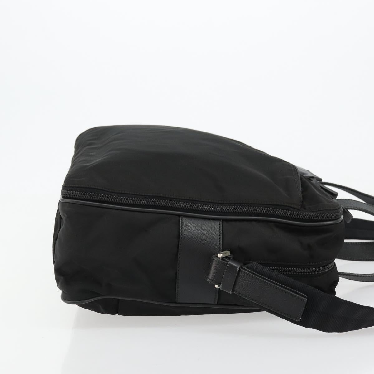 PRADA Hand Bag Nylon 2way Black Silver Auth bs34745