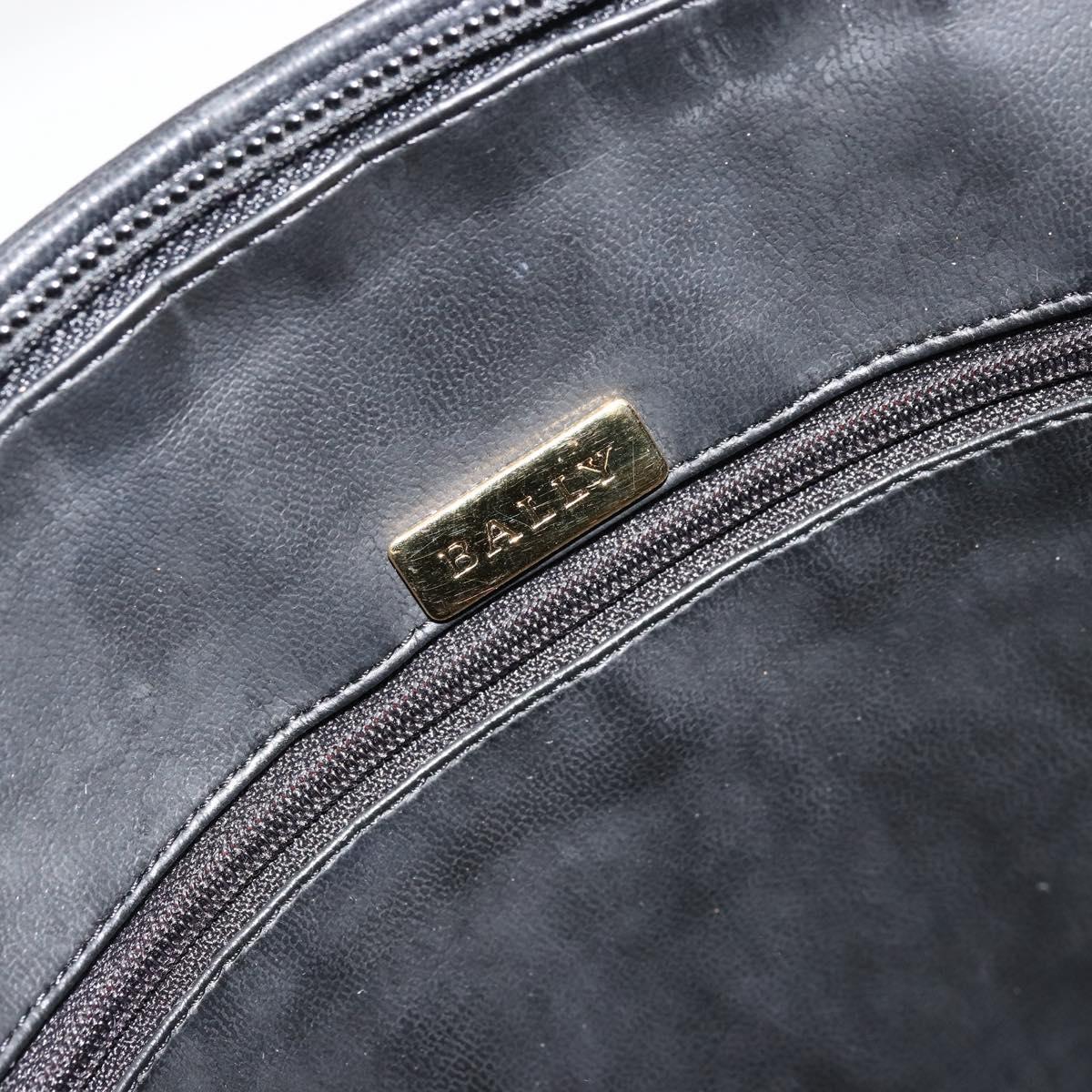 BALLY Quilted Hand Bag Leather Black Gold Auth bs34746