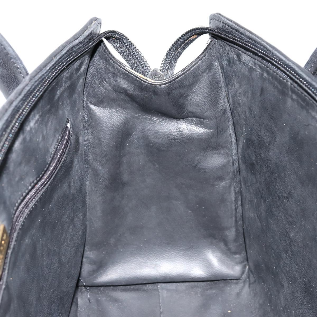 BALLY Quilted Hand Bag Leather Black Gold Auth bs34746
