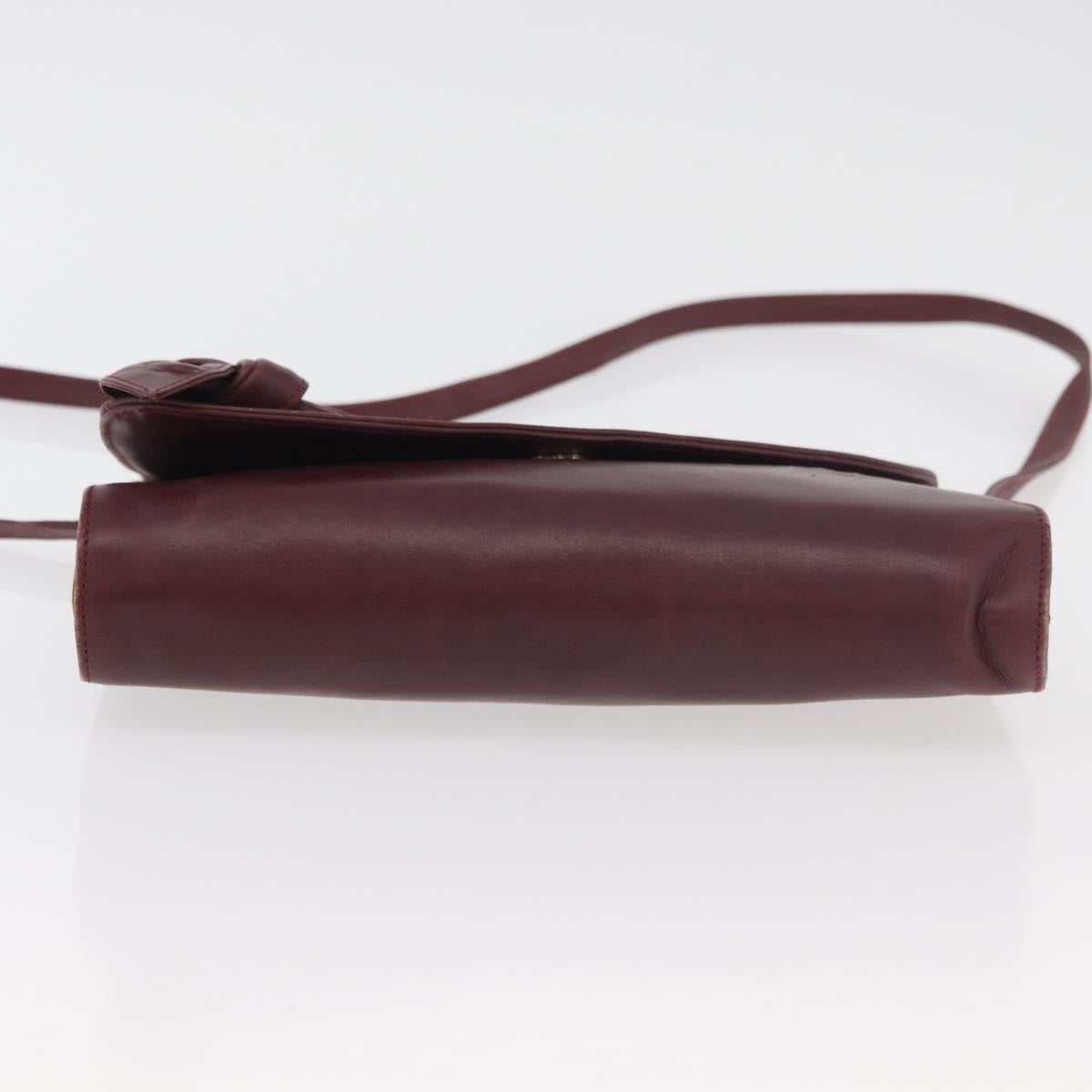 VALENTINO Shoulder Bag Leather Bordeaux Gold Auth bs34747