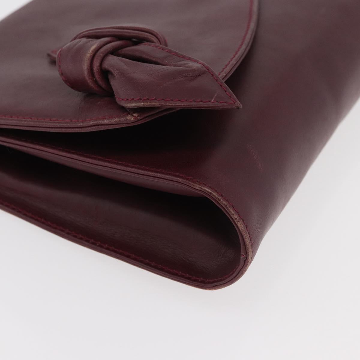 VALENTINO Shoulder Bag Leather Bordeaux Gold Auth bs34747