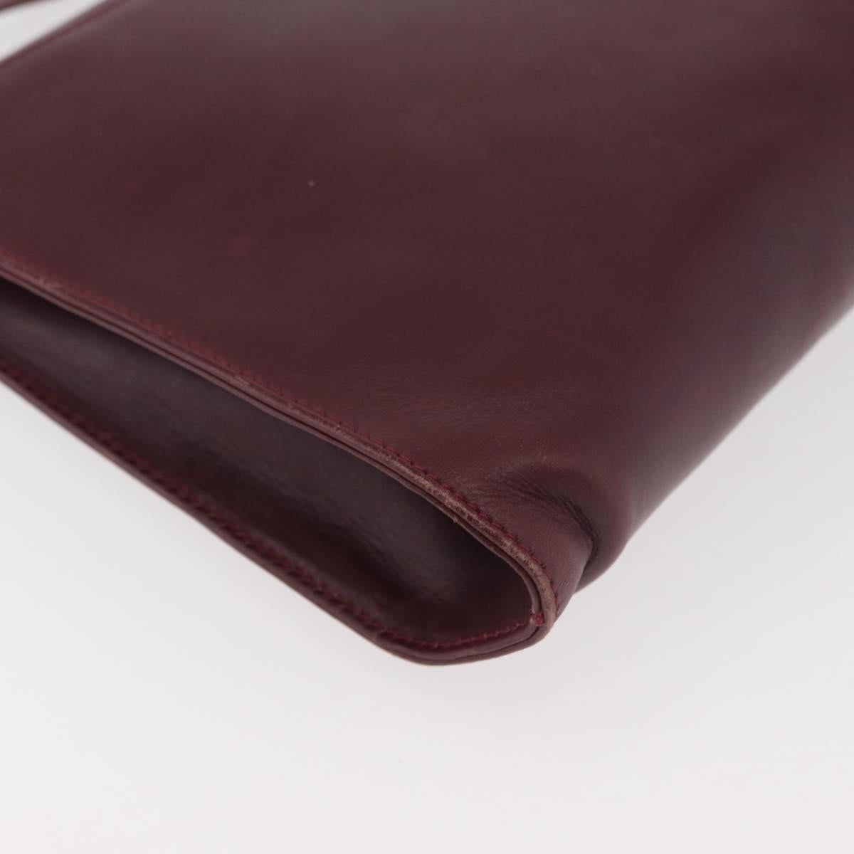 VALENTINO Shoulder Bag Leather Bordeaux Gold Auth bs34747