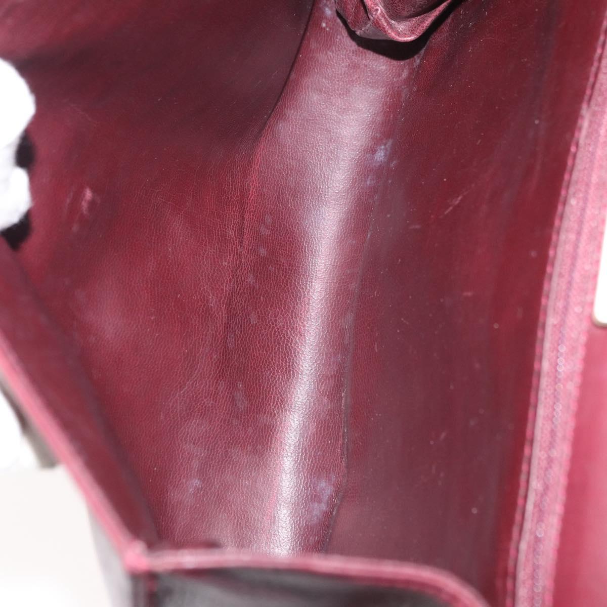 VALENTINO Shoulder Bag Leather Bordeaux Gold Auth bs34747