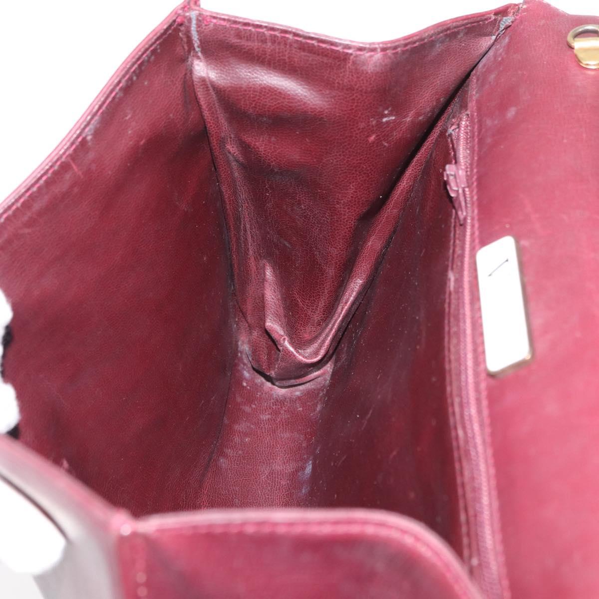 VALENTINO Shoulder Bag Leather Bordeaux Gold Auth bs34747