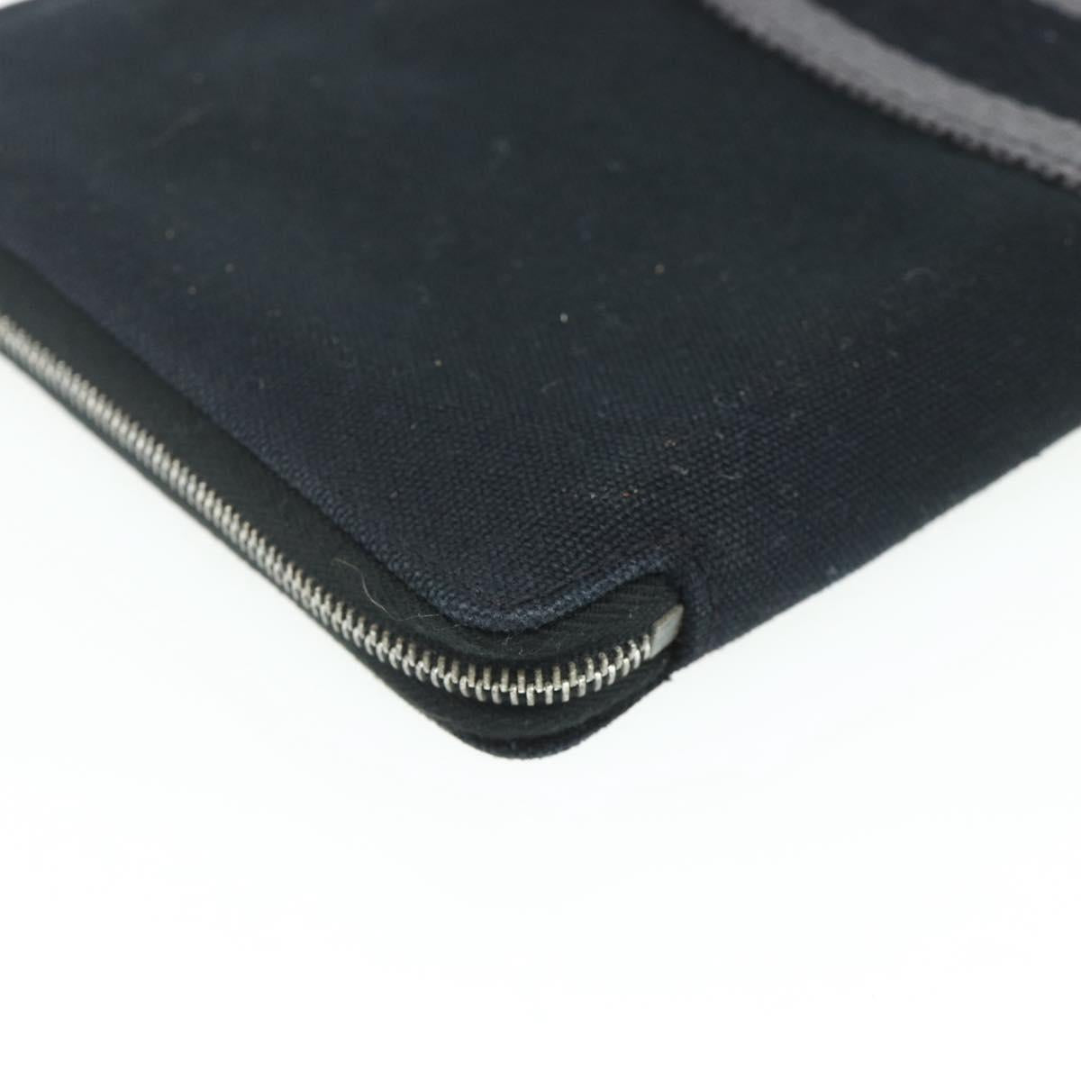 HERMES Fourre Tout Perth GM Wallet Cotton Black Silver Auth bs34749A