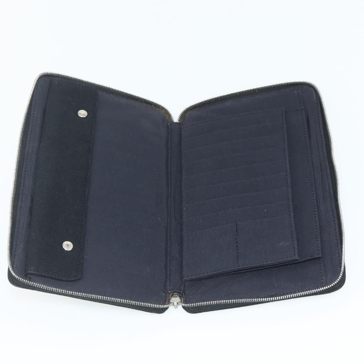 HERMES Fourre Tout Perth GM Wallet Cotton Black Silver Auth bs34749A