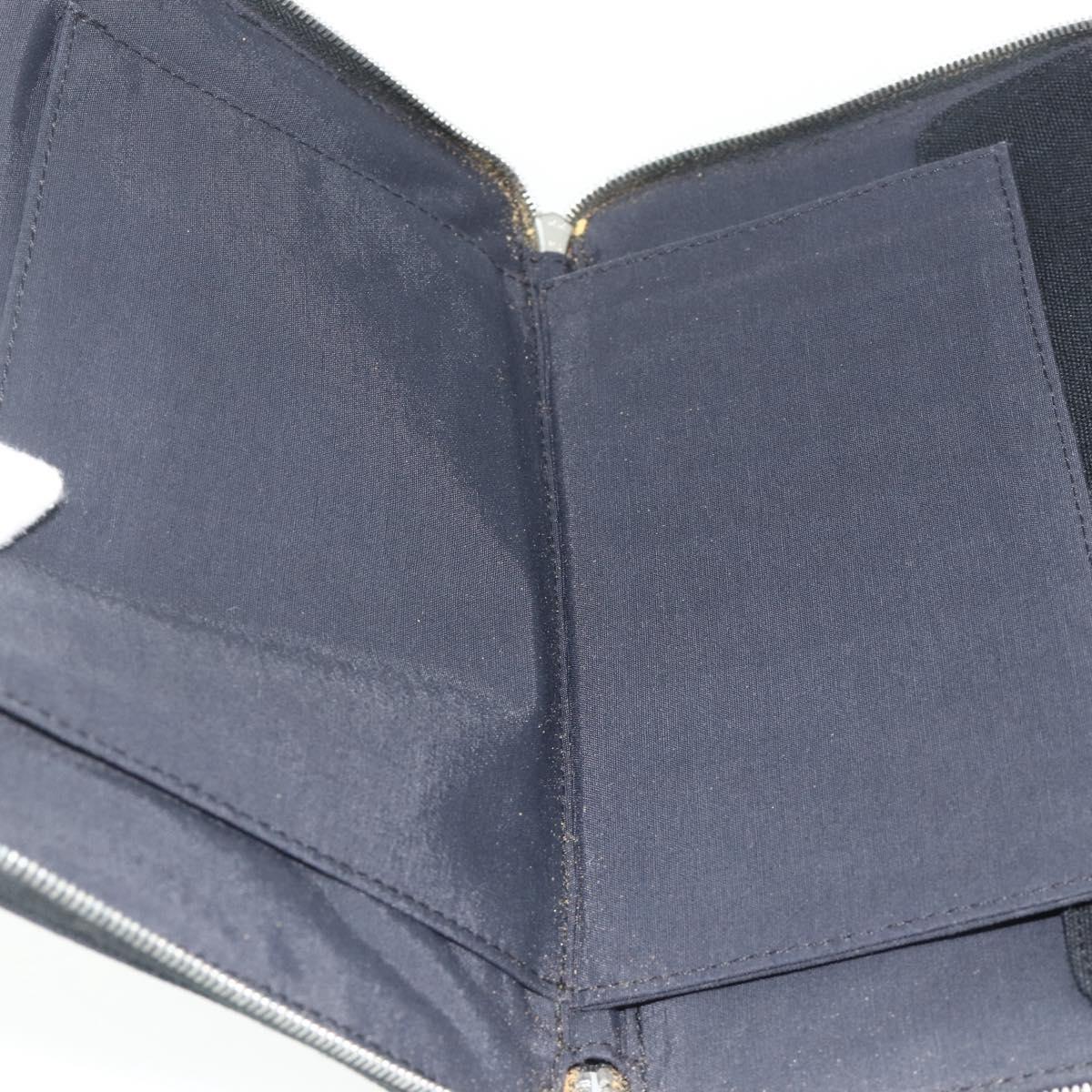 HERMES Fourre Tout Perth GM Wallet Cotton Black Silver Auth bs34749A