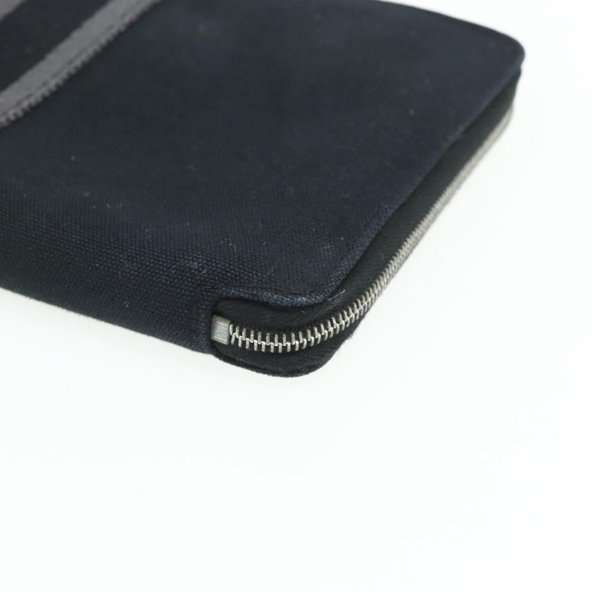 HERMES Fourre Tout Perth GM Wallet Cotton Black Silver Auth bs34749A