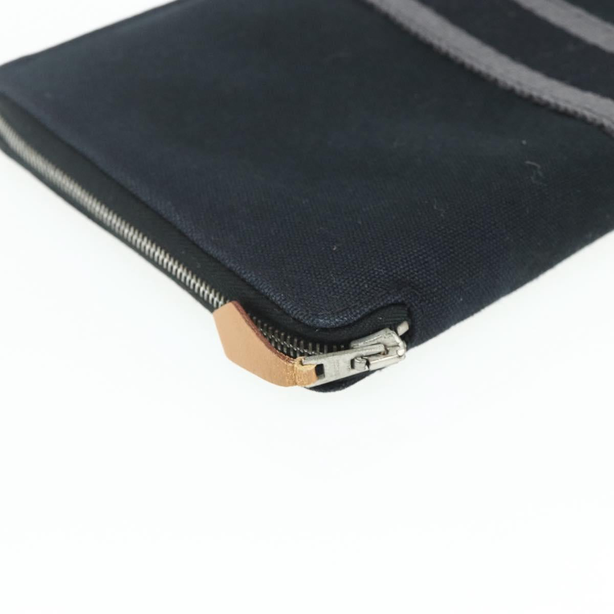 HERMES Fourre Tout Perth GM Wallet Cotton Black Silver Auth bs34749A
