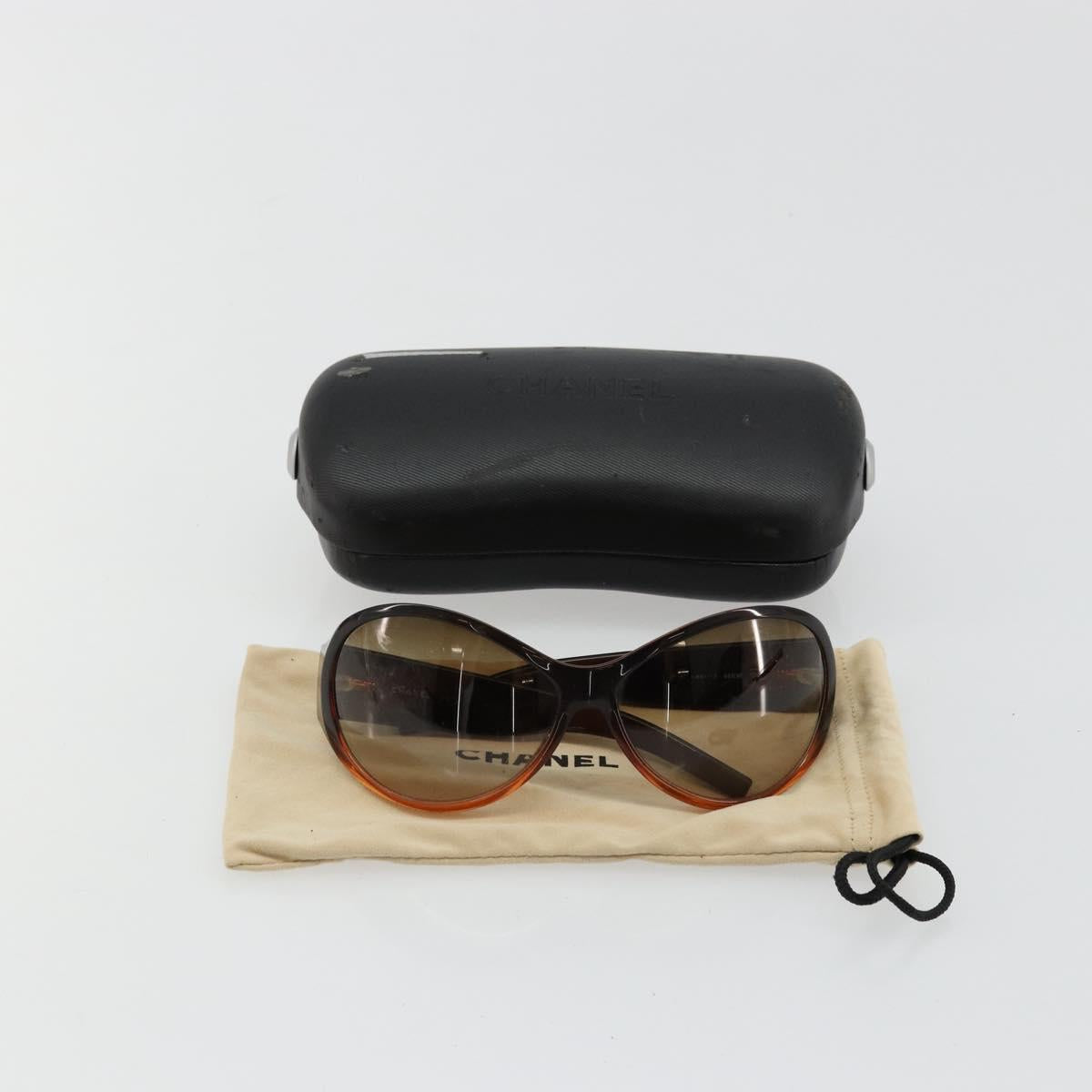 CHANEL Sunglasses plastic Brown CC Auth bs34750