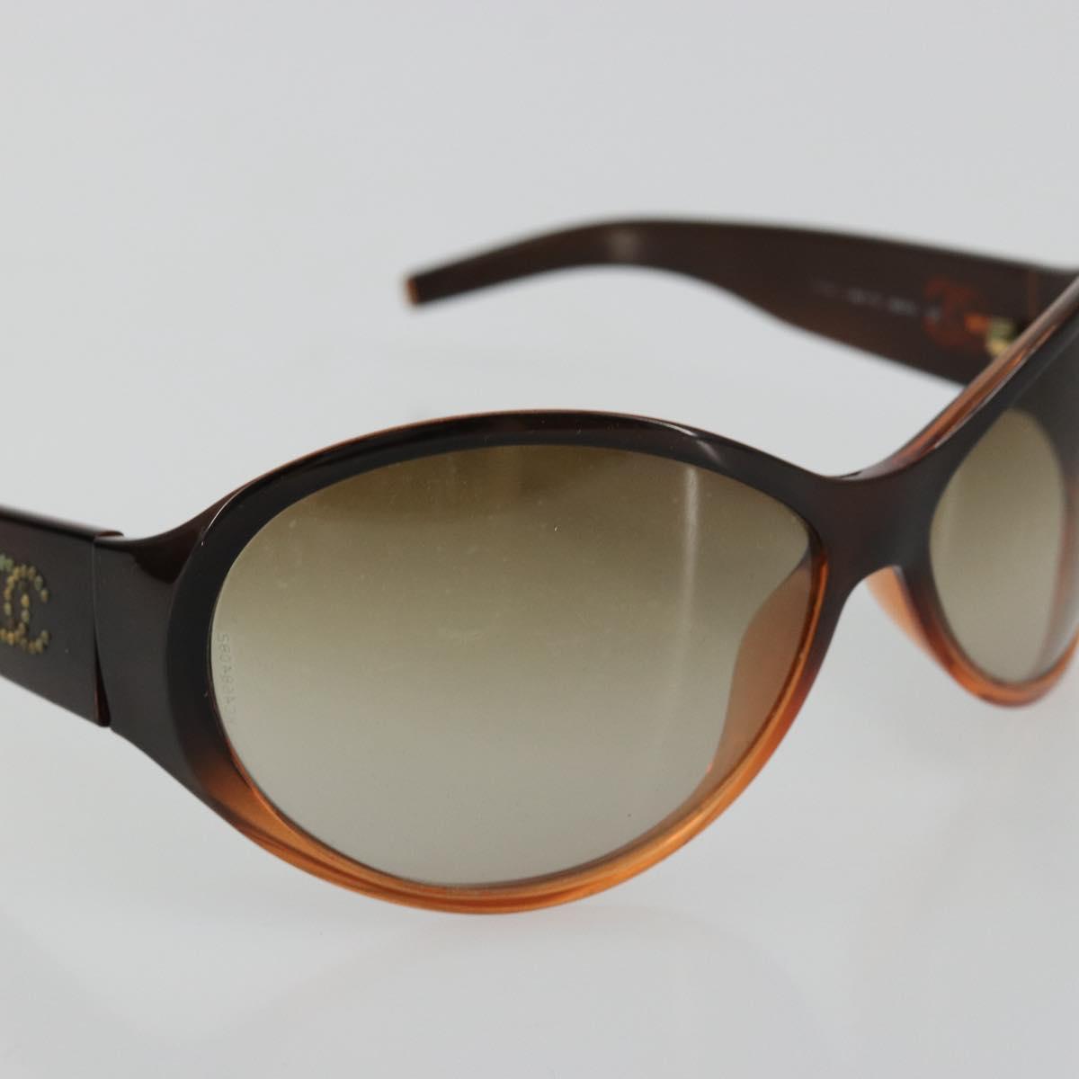 CHANEL Sunglasses plastic Brown CC Auth bs34750