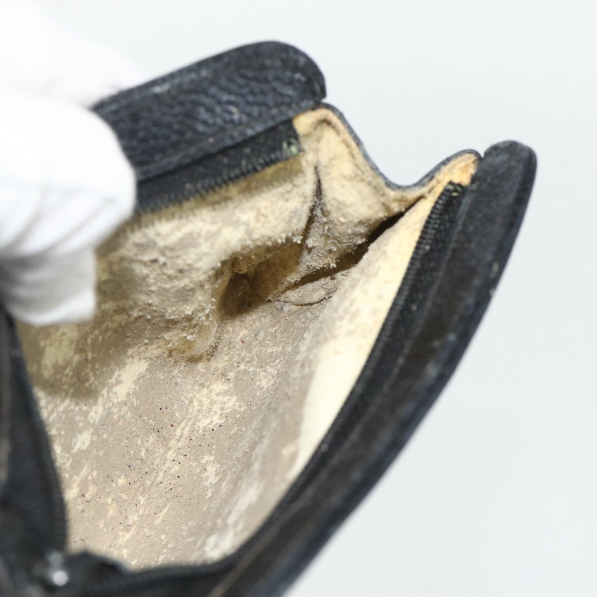 CHANEL Coin Purse Caviar Skin Black Gold CC Auth bs34754