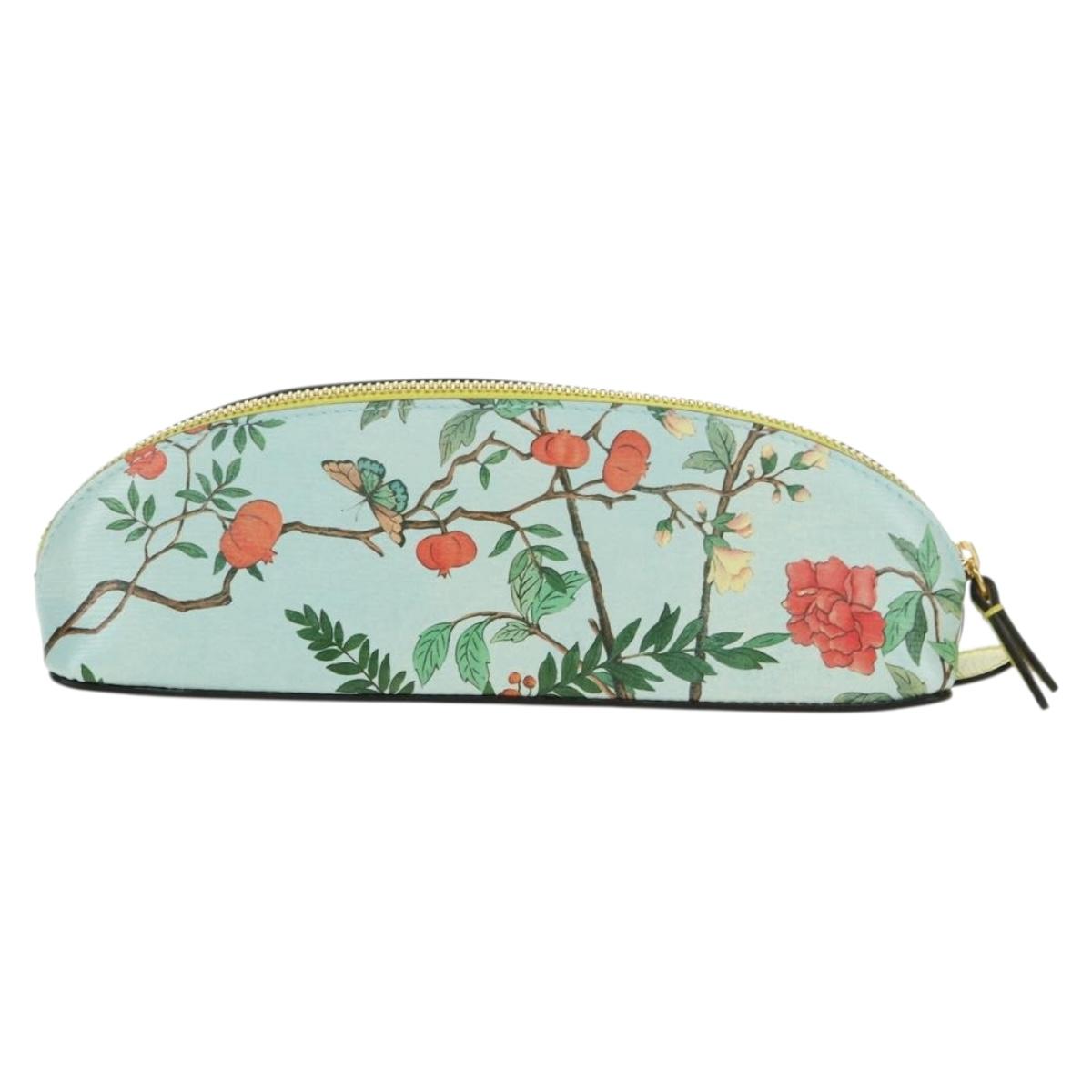 GUCCI Pen Case Leather Light Blue Gold 662130 Auth bs34755M