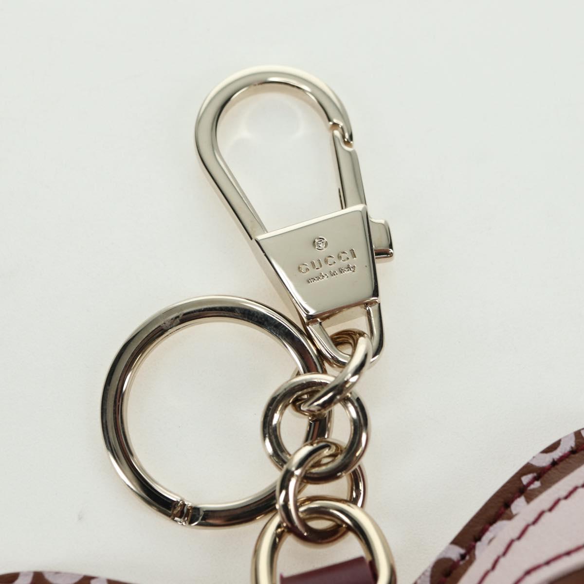 GUCCI GG Embossed Leather Butterfly Bag Charm Brown Gold Auth bs34756M