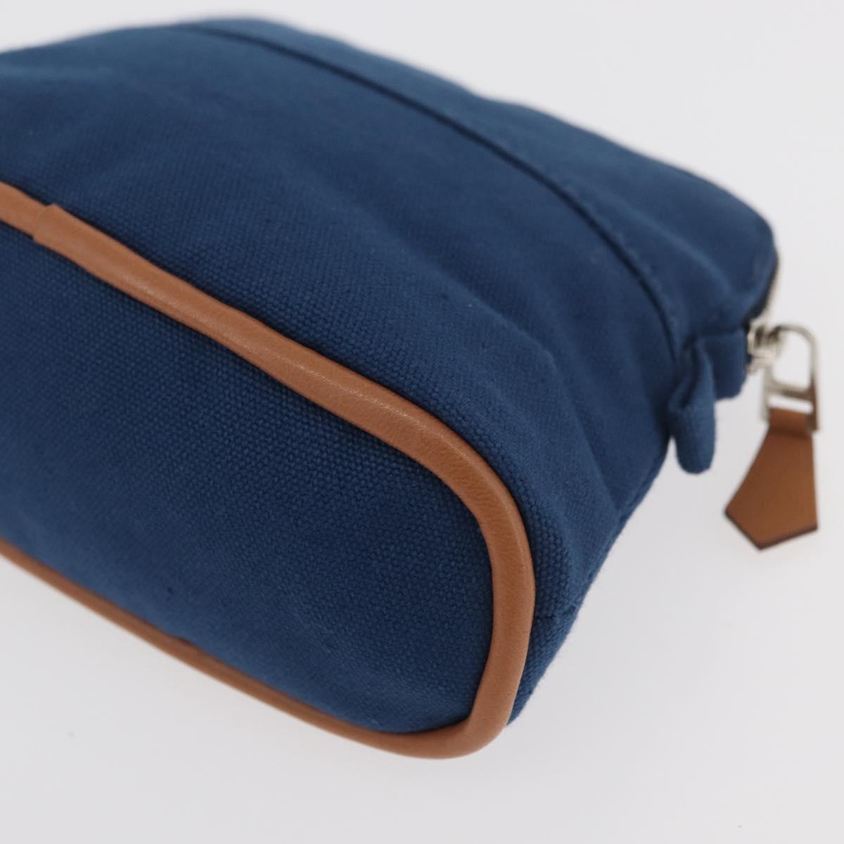 HERMES Bolide Pouch 15 cotton Blue Auth bs34759A