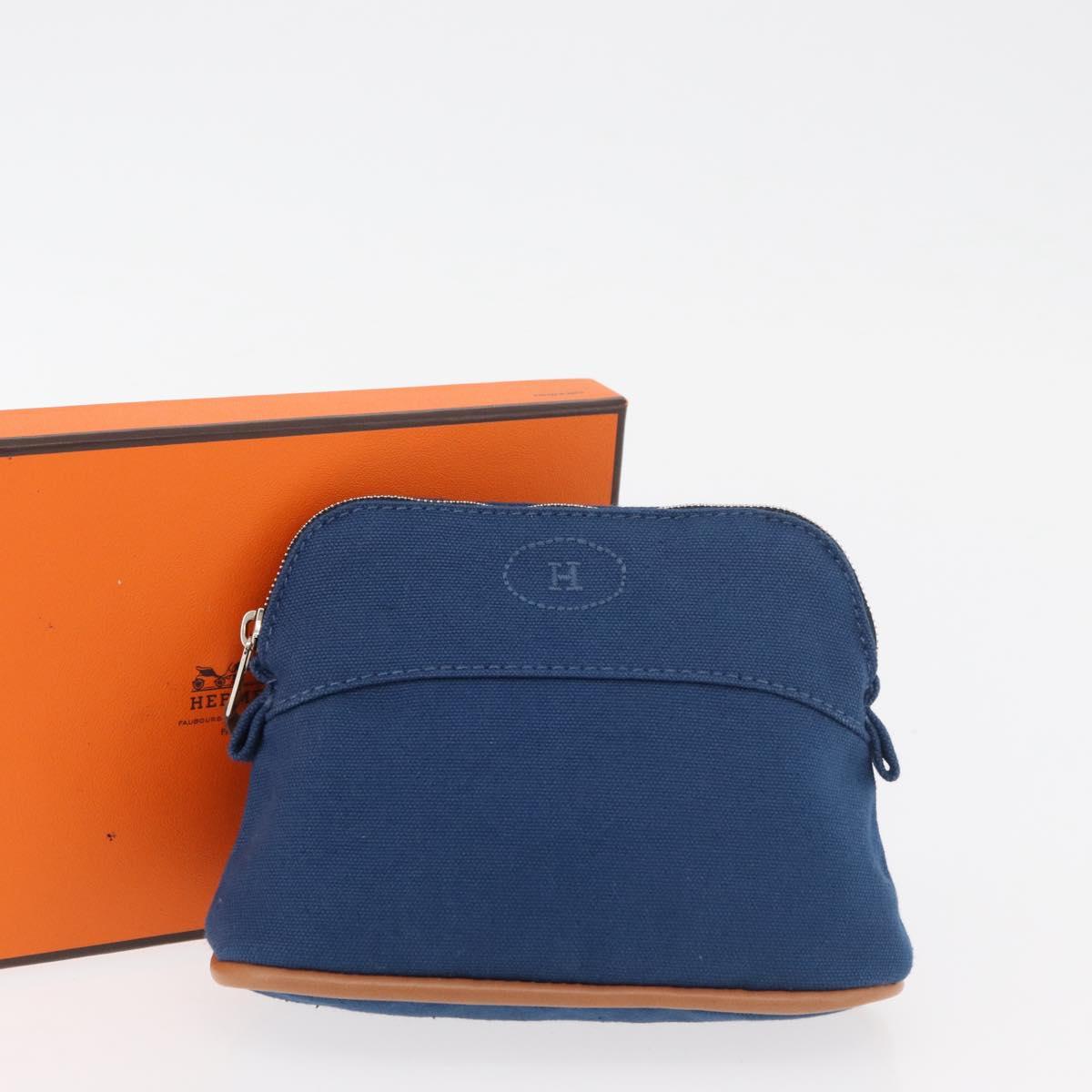 HERMES Bolide Pouch 15 cotton Blue Auth bs34759A