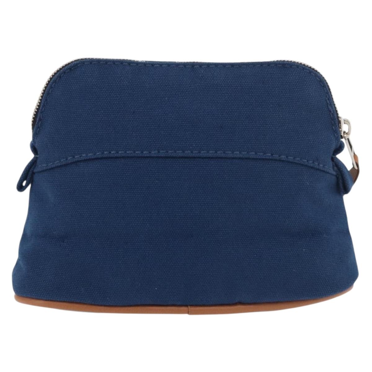 HERMES Bolide Pouch 15 cotton Blue Auth bs34759A
