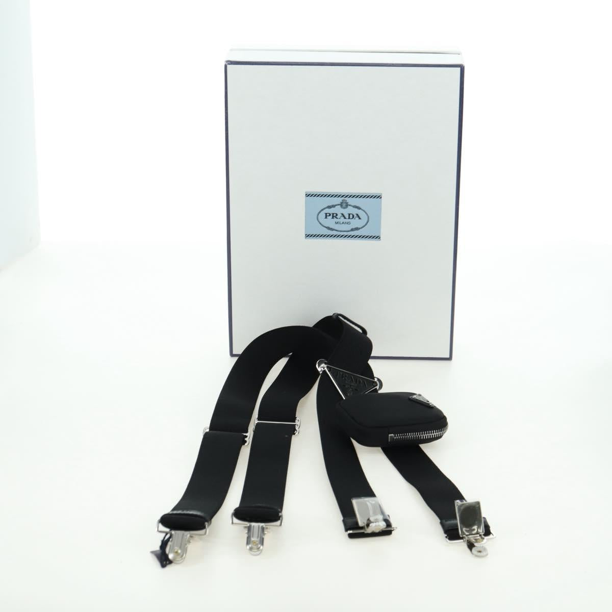 PRADA Suspenders & Pouch Nylon Black Silver Auth bs34760SM