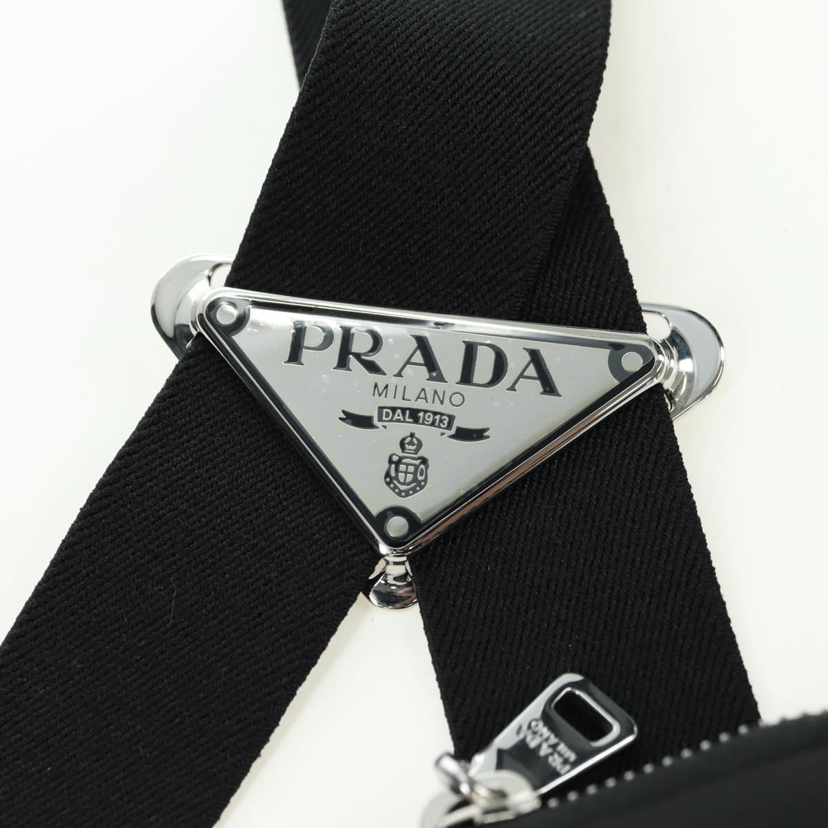 PRADA Suspenders & Pouch Nylon Black Silver Auth bs34760SM