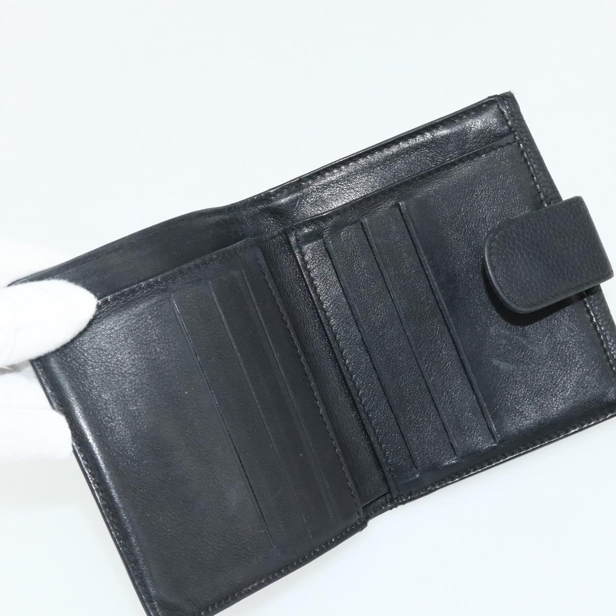 CHANEL Bifold Wallet Caviar Skin Black Gold CC Auth bs34761