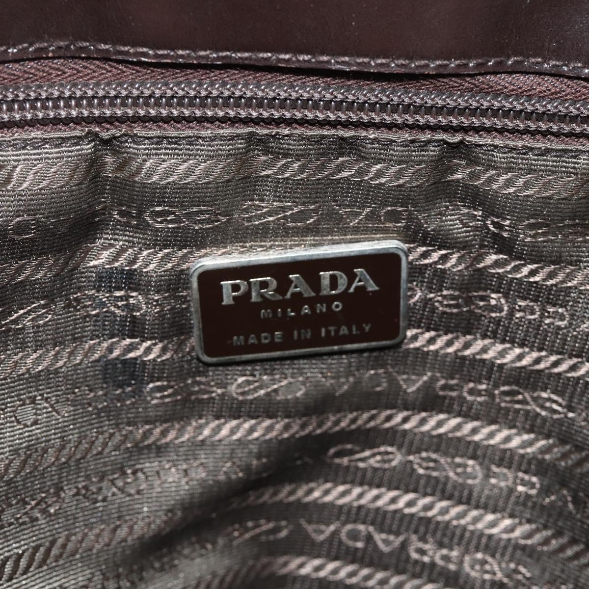 PRADA Tote Bag Nylon Khaki Silver Auth bs34763