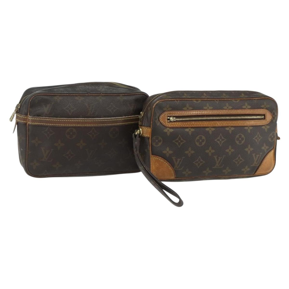 LOUIS VUITTON Monogram Clutch Bag 2 Set LV Auth bs34774