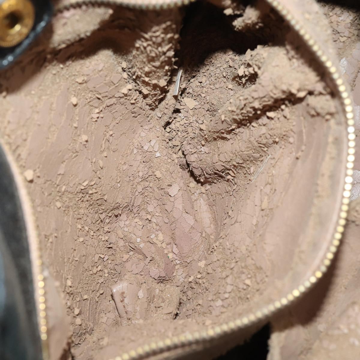 PRADA Hand Bag Leather 2way Black Gold Auth bs34775
