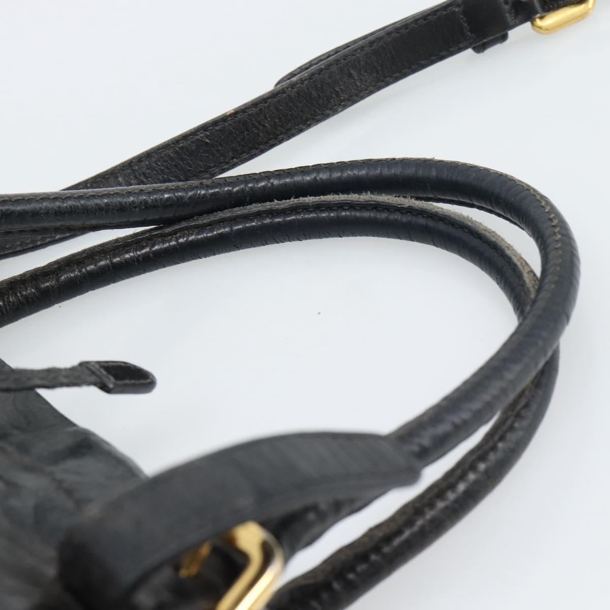 PRADA Hand Bag Leather 2way Black Gold Auth bs34775