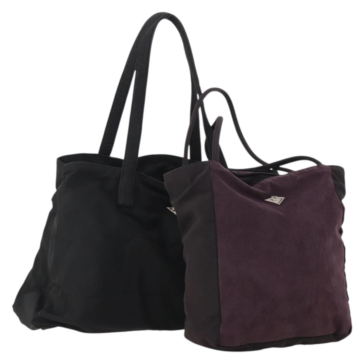 BOTTEGA VENETA Hand Bag Suede Nylon 2 Set Purple Black Auth bs34776