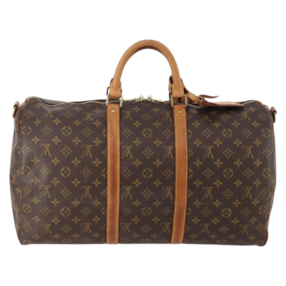 LOUIS VUITTON Monogram Keepall Bandouliere 50 Boston Bag M41416 LV Auth bs34788A