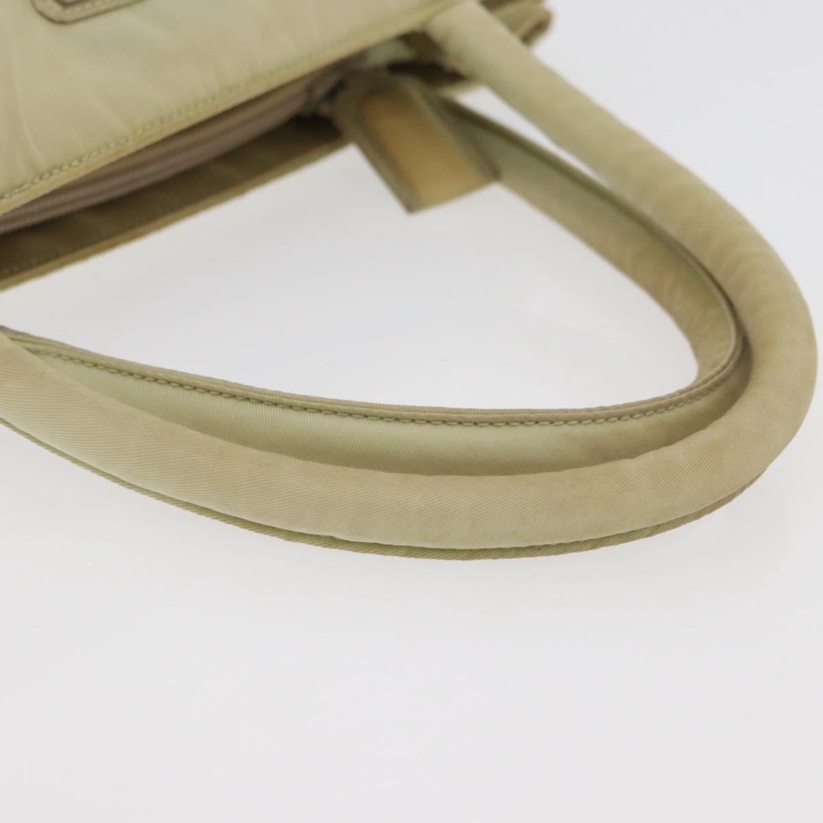 PRADA Hand Bag Nylon Beige Silver Auth bs34795