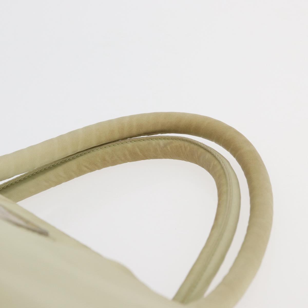 PRADA Hand Bag Nylon Beige Silver Auth bs34795