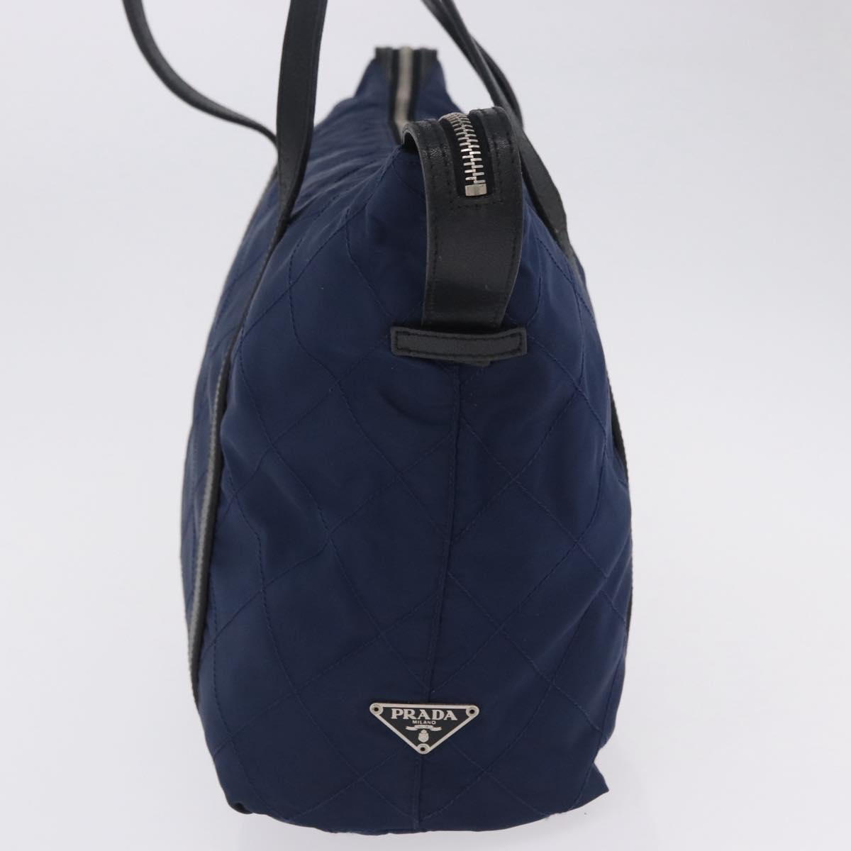 PRADA Tote Bag Nylon Navy Silver Auth bs34796