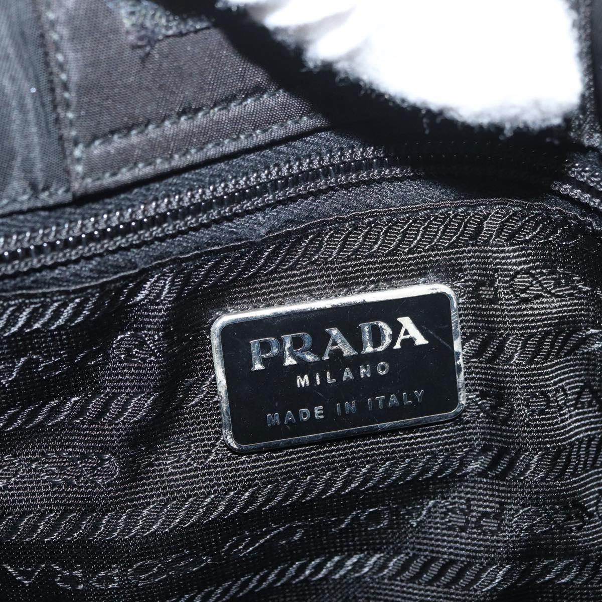 PRADA Shoulder Bag Nylon Black Silver Auth bs34797