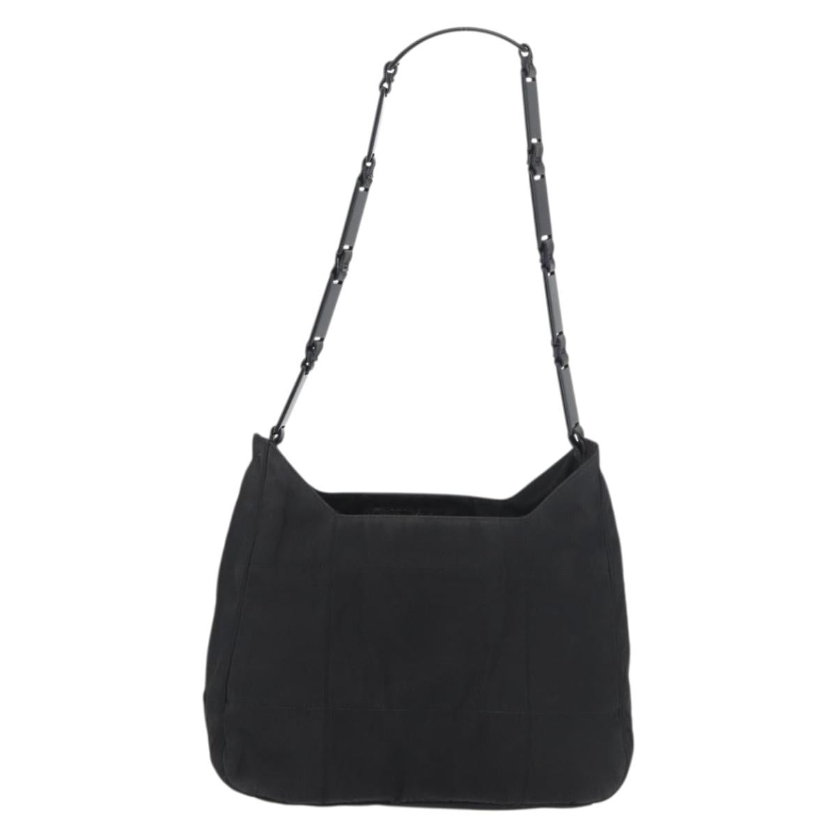 PRADA Shoulder Bag Nylon Black Silver Auth bs34797