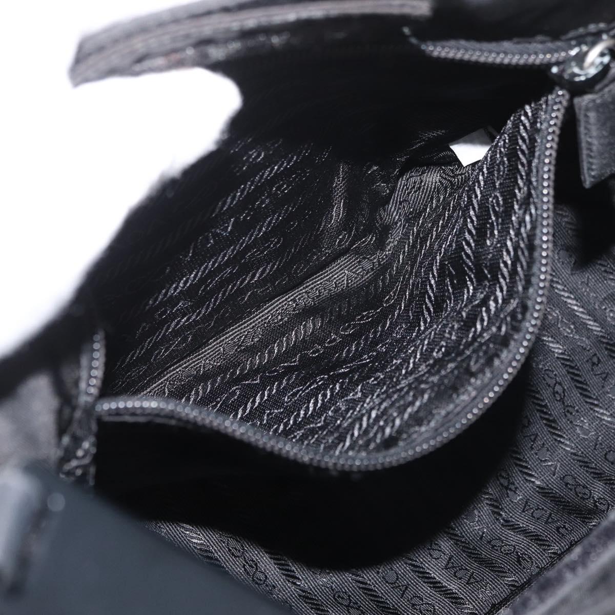 PRADA Shoulder Bag Nylon Black Silver Auth bs34797