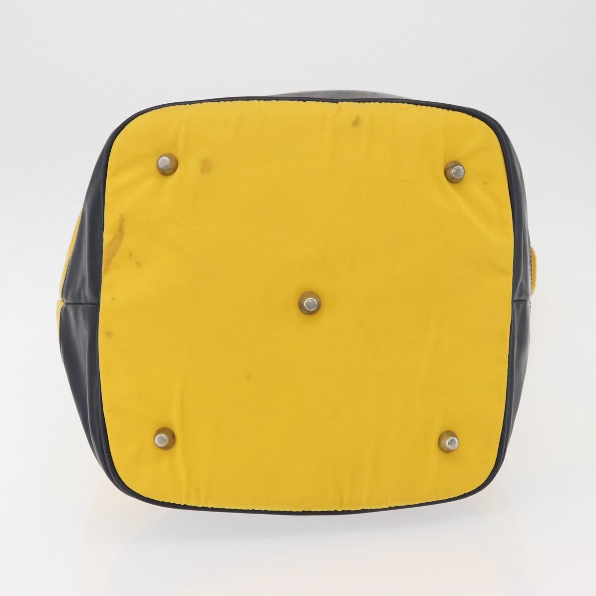 PRADA Shoulder Bag Nylon Yellow Silver Auth bs34799A