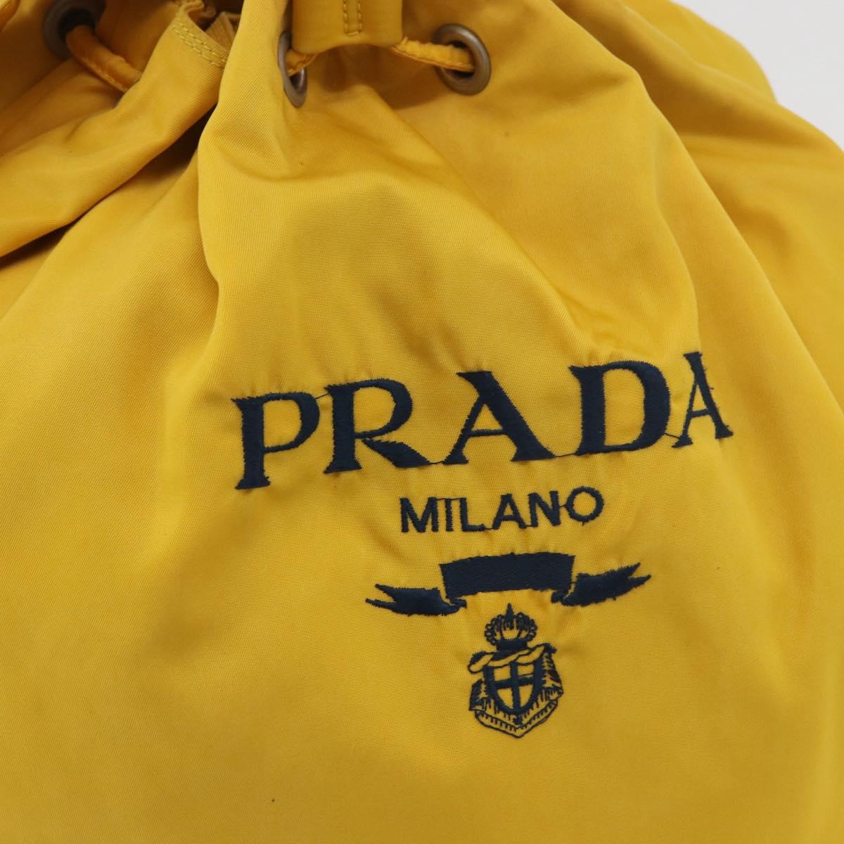 PRADA Shoulder Bag Nylon Yellow Silver Auth bs34799A
