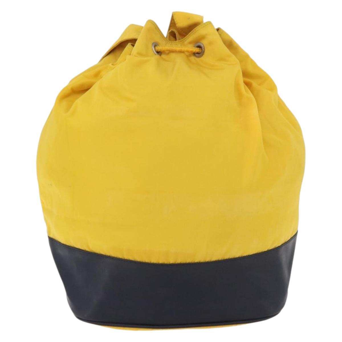PRADA Shoulder Bag Nylon Yellow Silver Auth bs34799A