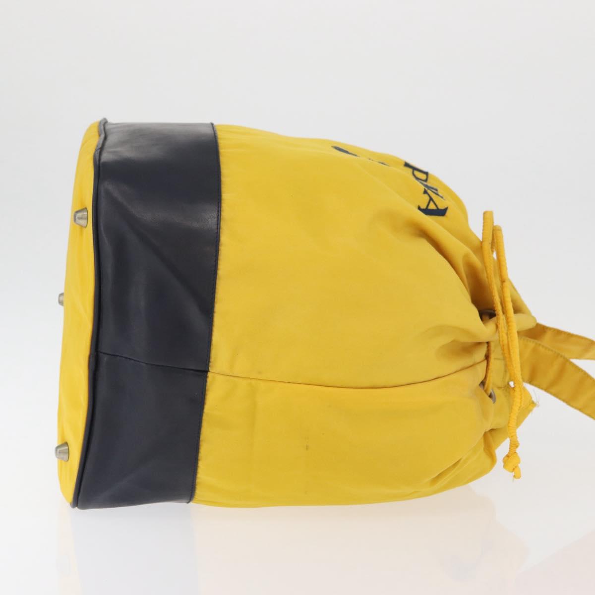 PRADA Shoulder Bag Nylon Yellow Silver Auth bs34799A