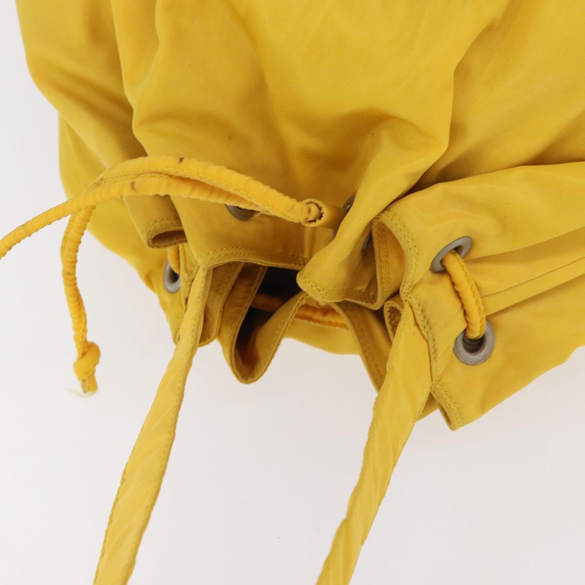 PRADA Shoulder Bag Nylon Yellow Silver Auth bs34799A