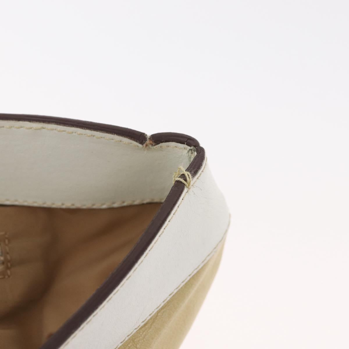 Miu Miu Hand Bag Leather Beige Silver Auth bs34801
