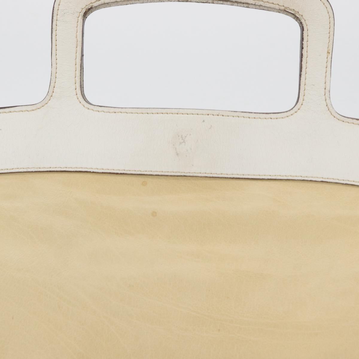 Miu Miu Hand Bag Leather Beige Silver Auth bs34801