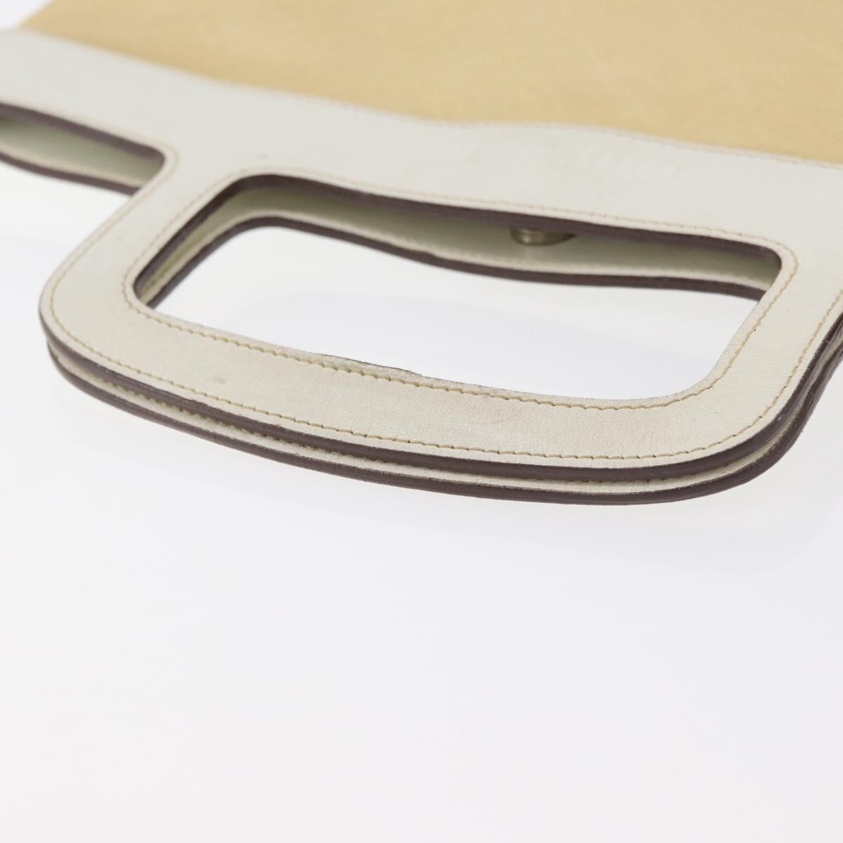Miu Miu Hand Bag Leather Beige Silver Auth bs34801