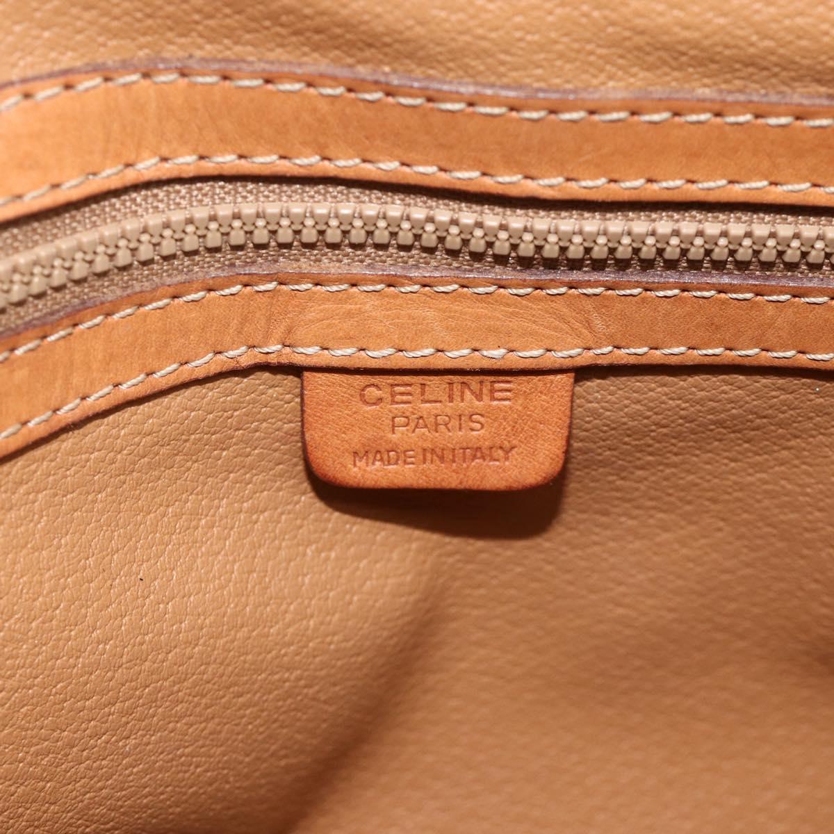 CELINE Macadam Canvas Shoulder Bag PVC Leather Brown Gold Auth bs34803