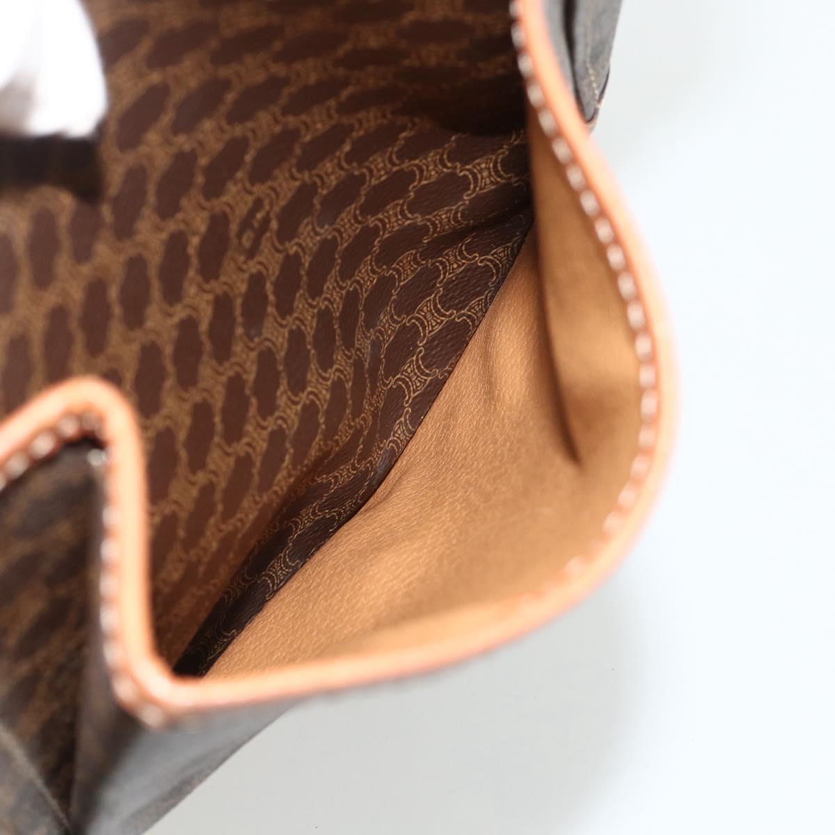 CELINE Macadam Canvas Shoulder Bag PVC Leather Brown Gold Auth bs34803