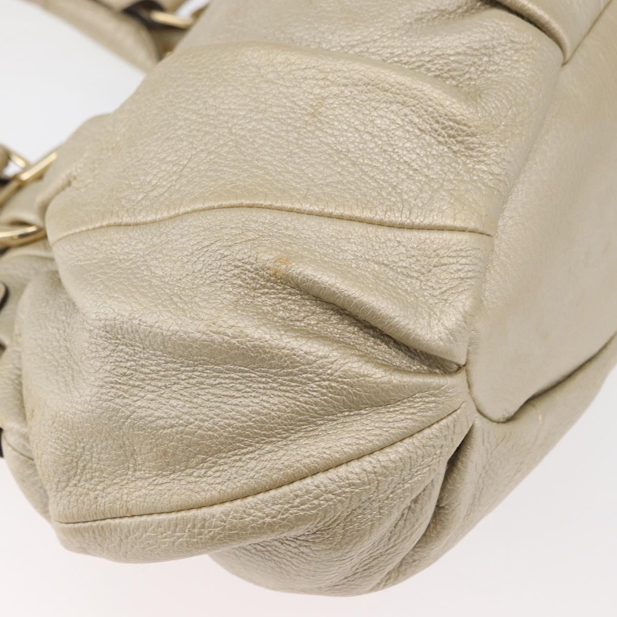 CELINE Hand Bag Leather 2way Gold Auth bs34804A