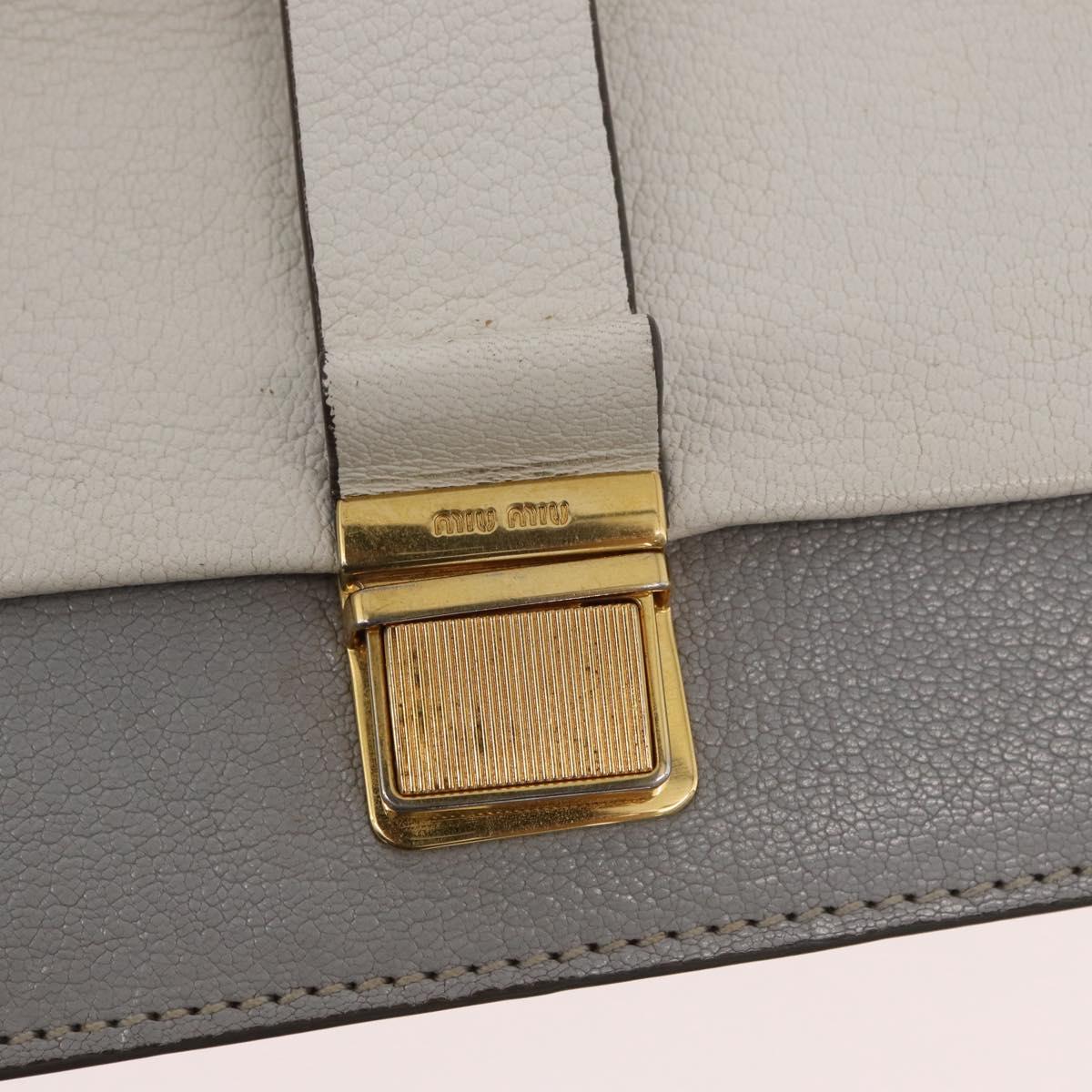 Miu Miu Shoulder Bag Leather Gray Gold Auth bs34805A