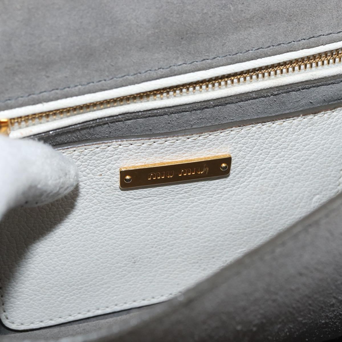 Miu Miu Shoulder Bag Leather Gray Gold Auth bs34805A