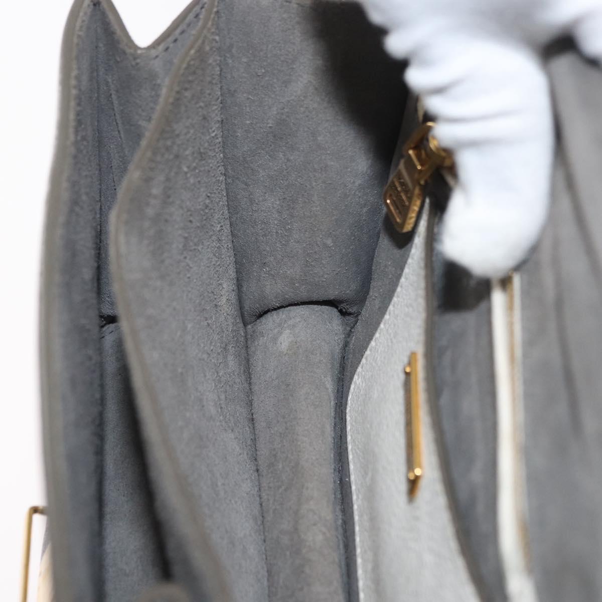 Miu Miu Shoulder Bag Leather Gray Gold Auth bs34805A